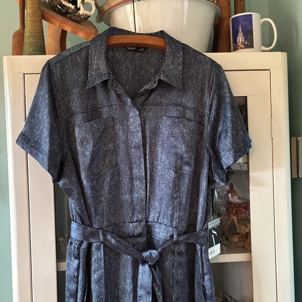Simply Vera Vera Wang sz XL Cropped Romper Jumpsuit nwt Satiny Denim Look - Picture 3 of 12